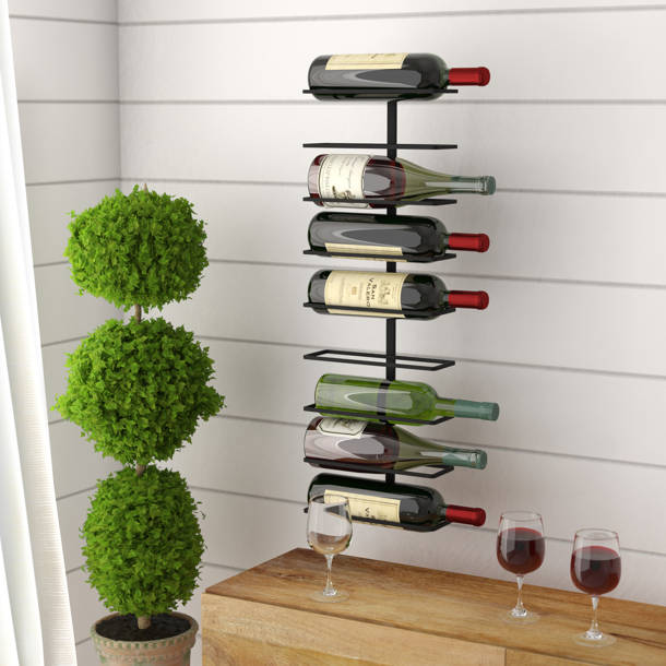 Ivy Bronx Chetek Wall Mounted Wine Bottle Rack in Black & Reviews Wayfair